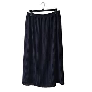 Talbots Accordion Pleated Maxi Skirt Pull On Elastic Waist Black Womens Size 18W